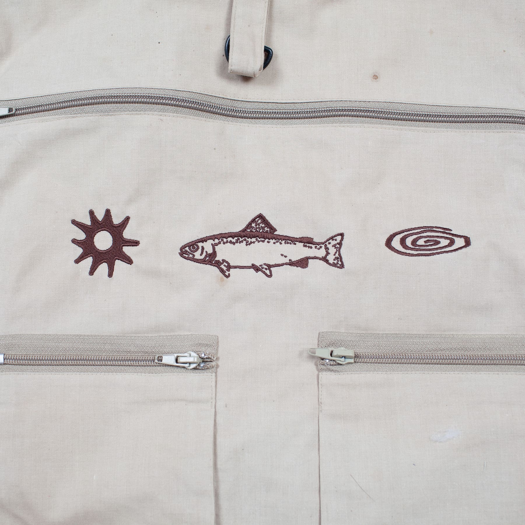 Heading Into Sunday x Hold Outdoors - Vest 03 - Sun Fish Spiral Embroidery Detail