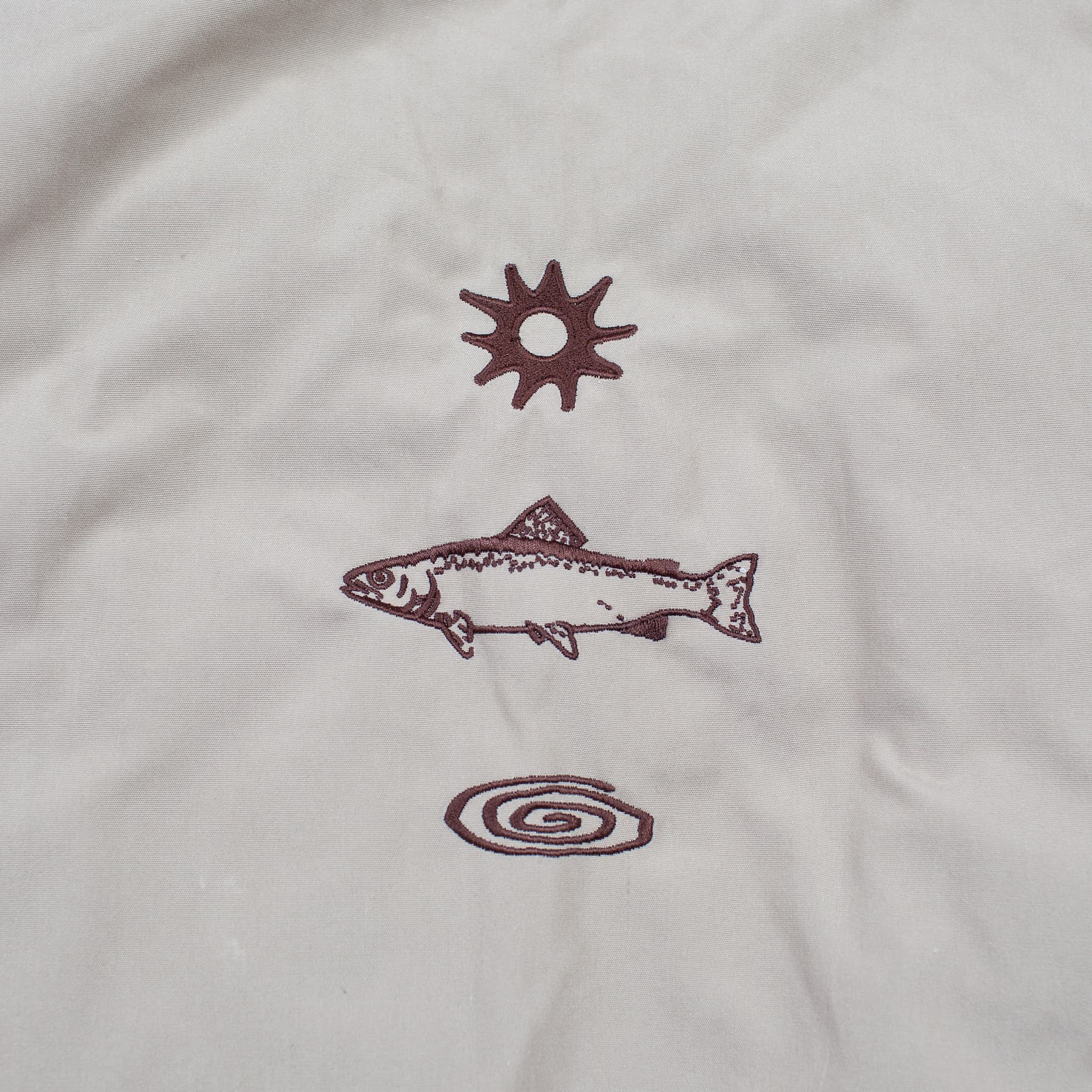 Heading Into Sunday x Hold Outdoors - Vest 05 - Sun Fish Spiral Embroidery Detail