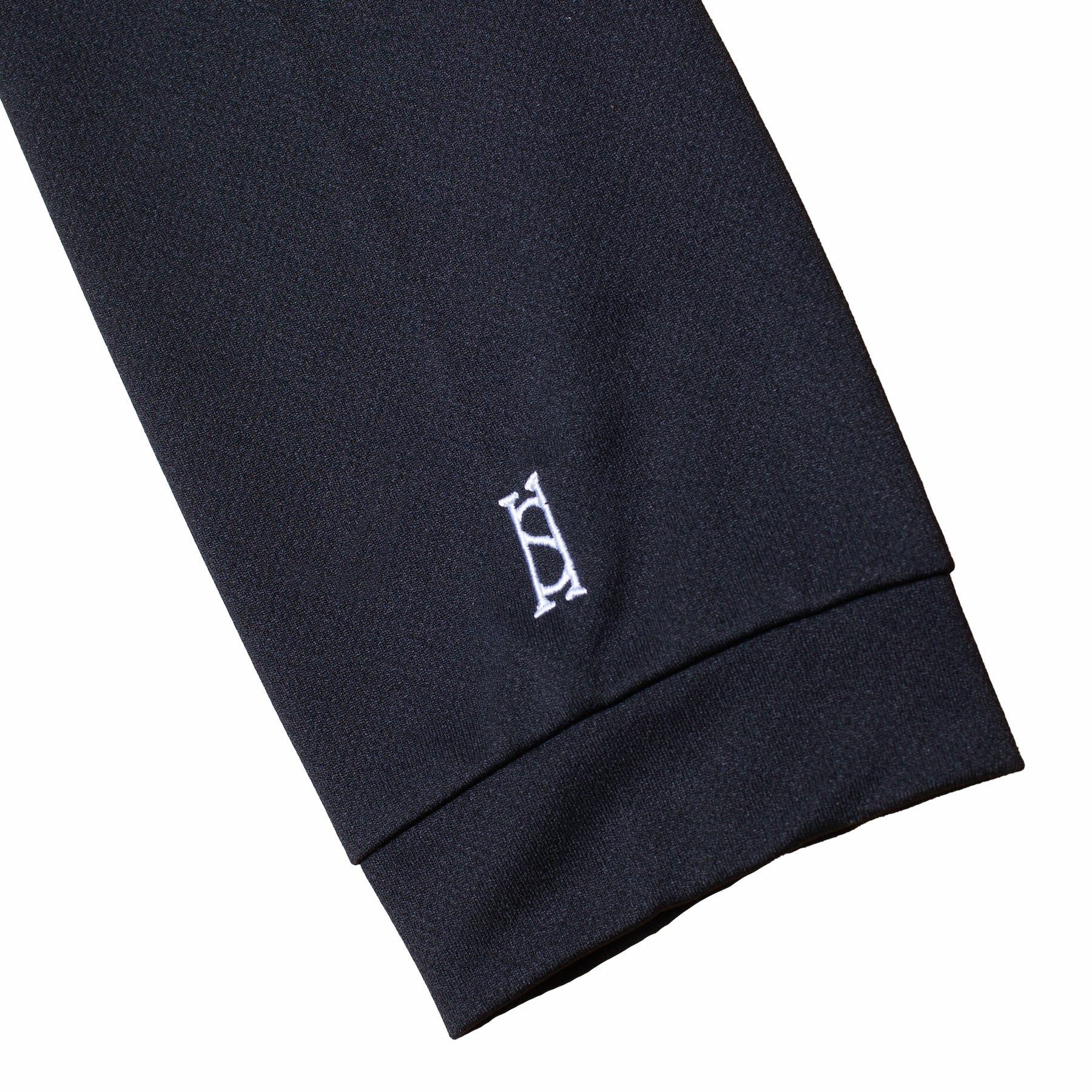 Heading Into Sunday-  Black Performance Long Sleeve Polo - Sleeve Embroidery Detail