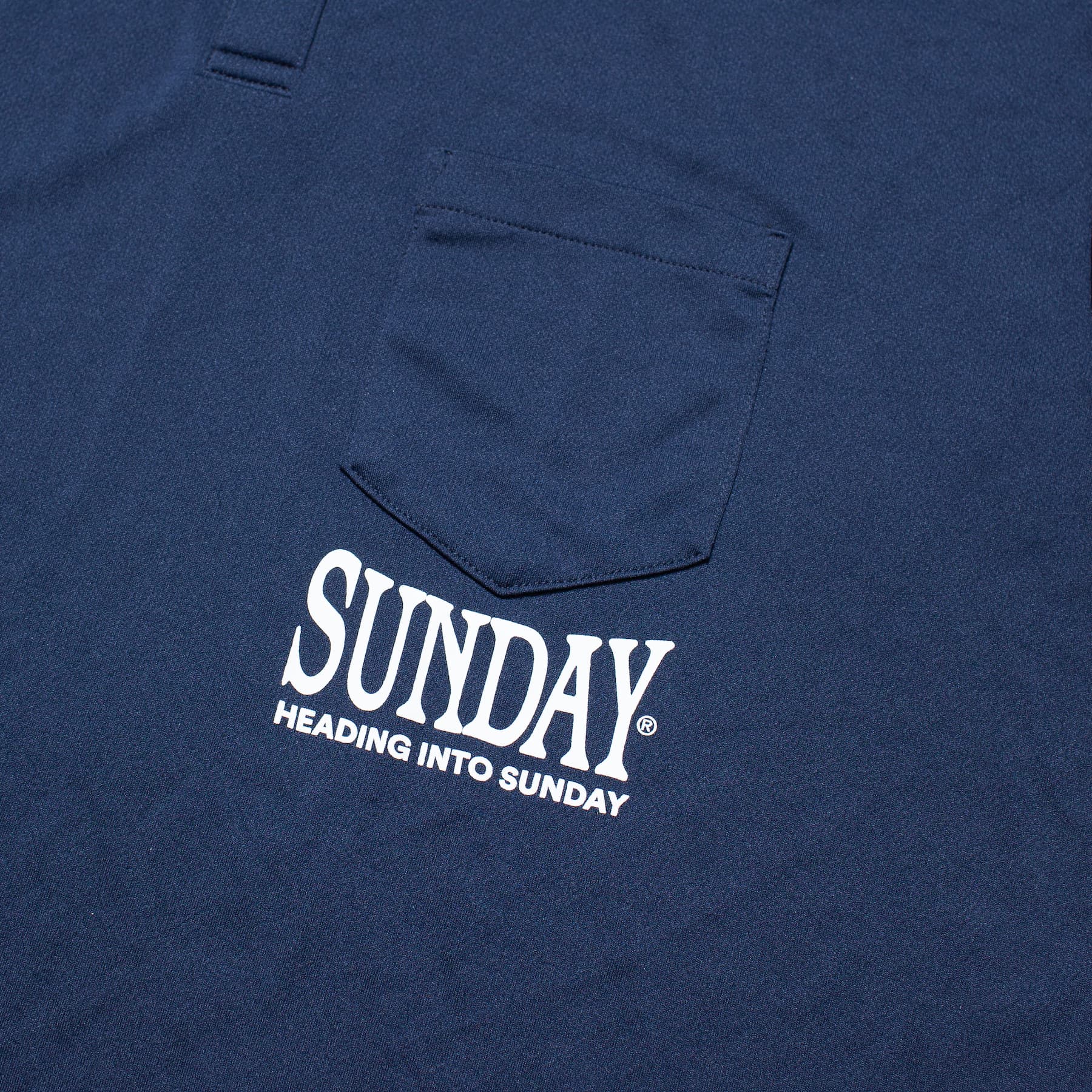 Heading Into Sunday - A Polo 11 - Navy Performance Long Sleeve Polo - Pocket Detail