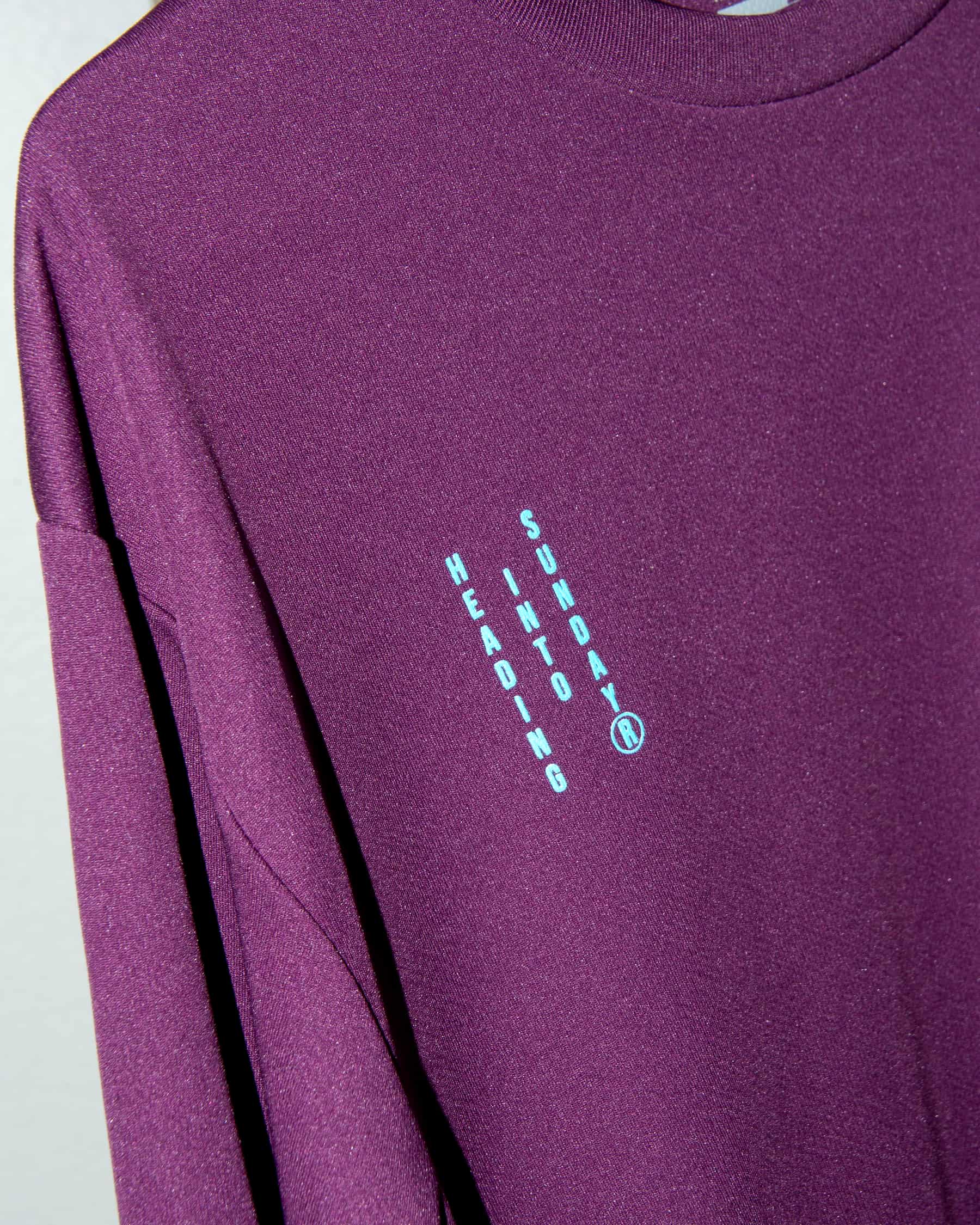 Heading Into Sunday - Fan Favorite - Purple Performance Long Sleeve T-Shirt - Front Detail