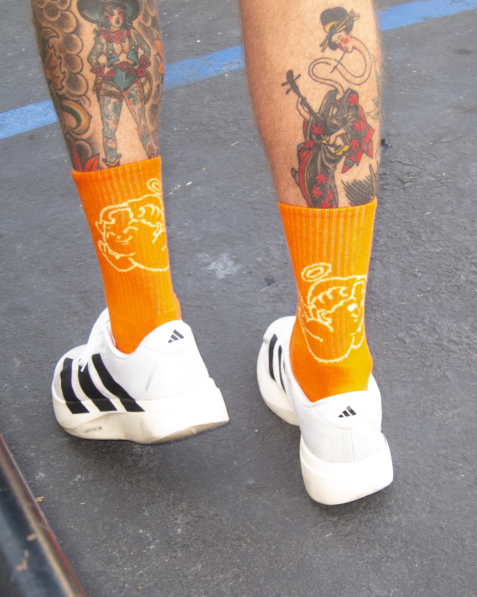 "Heading Into Peace" Multisport Orange Crew Socks