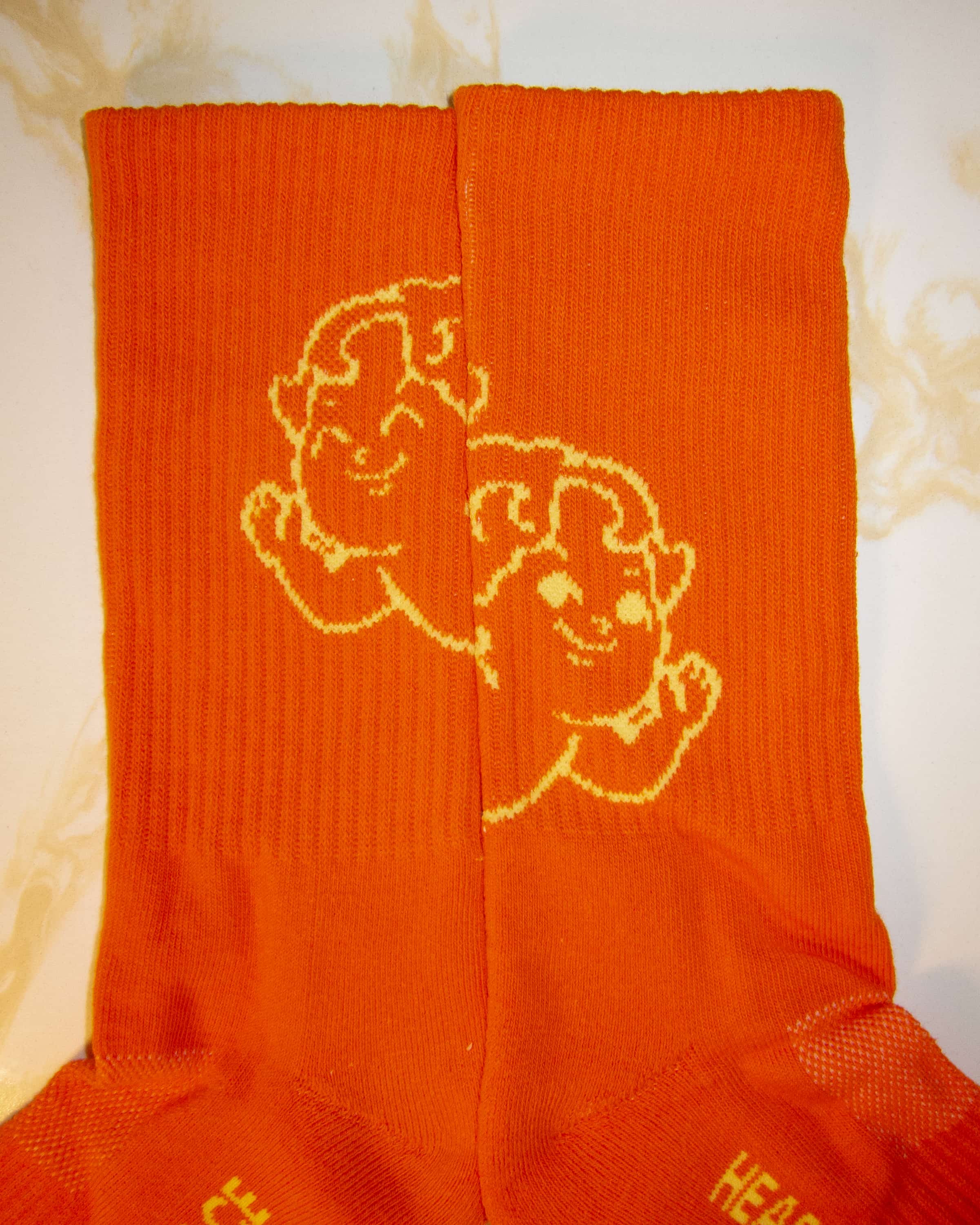 "Heading Into Peace" Multisport Orange Crew Socks