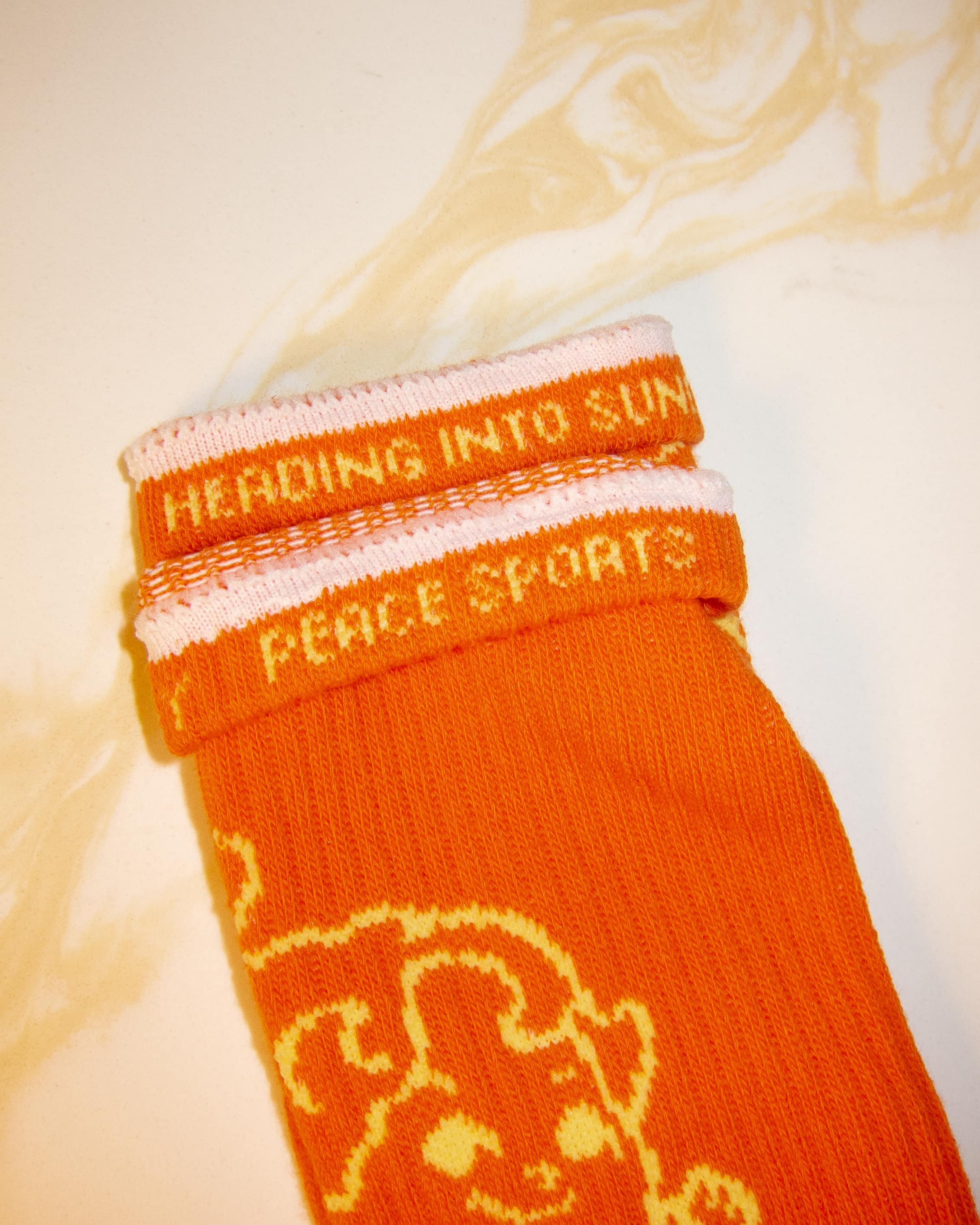 "Heading Into Peace" Multisport Orange Crew Socks