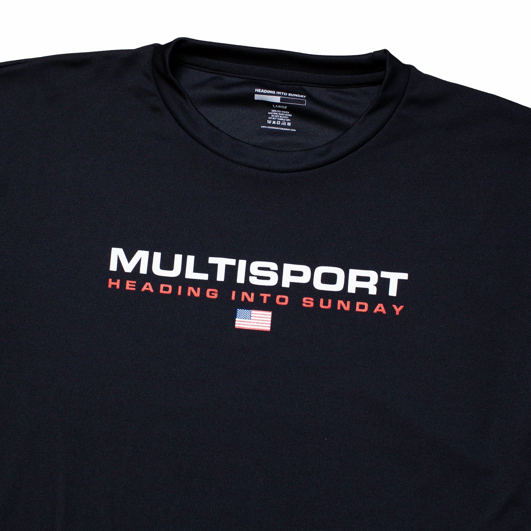 Heading Into Sunday - Multisport - Black Performance Long Sleeve T-Shirt - Front Detail