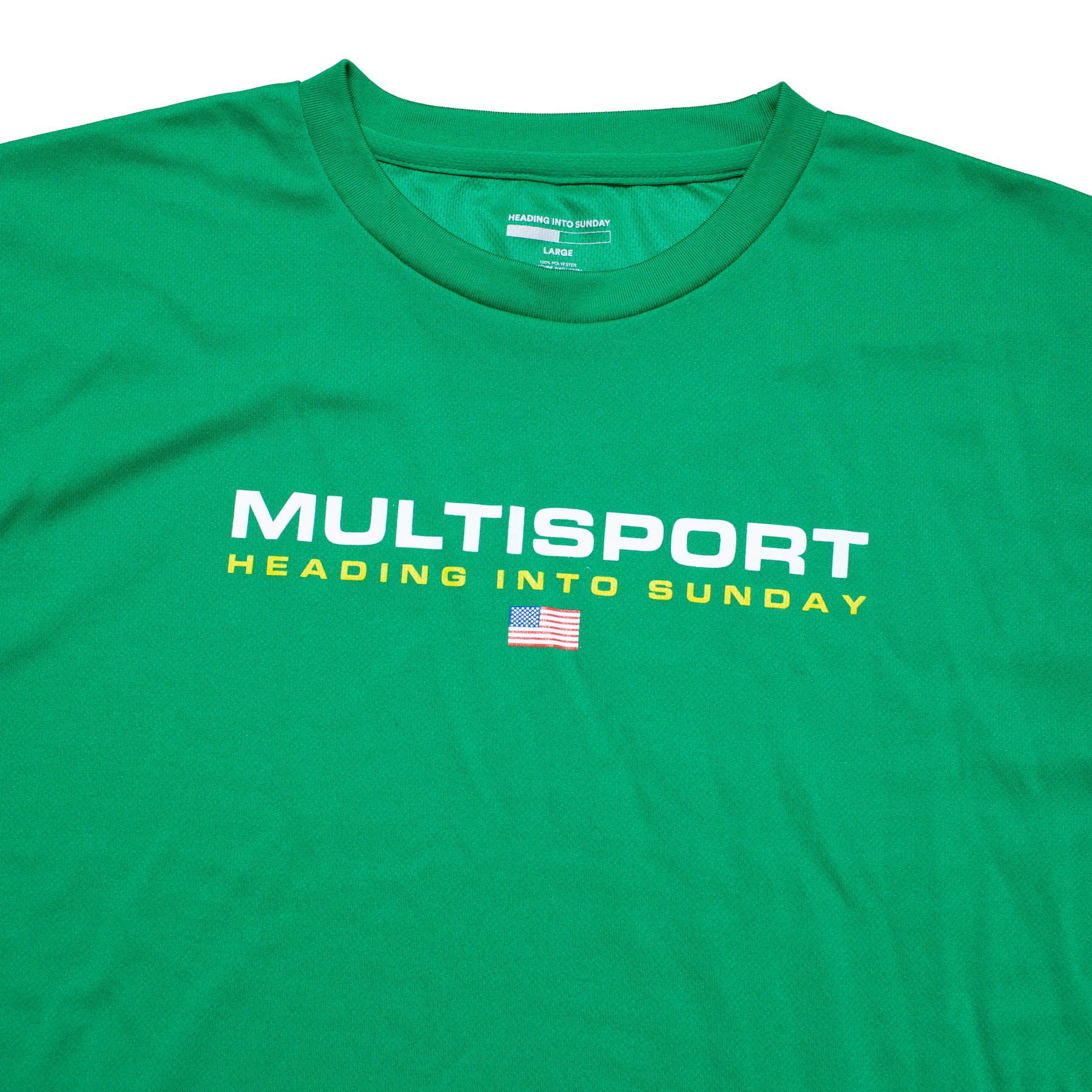 Heading Into Sunday - Multisport - Course Green Performance Long Sleeve T-Shirt - Front Detail