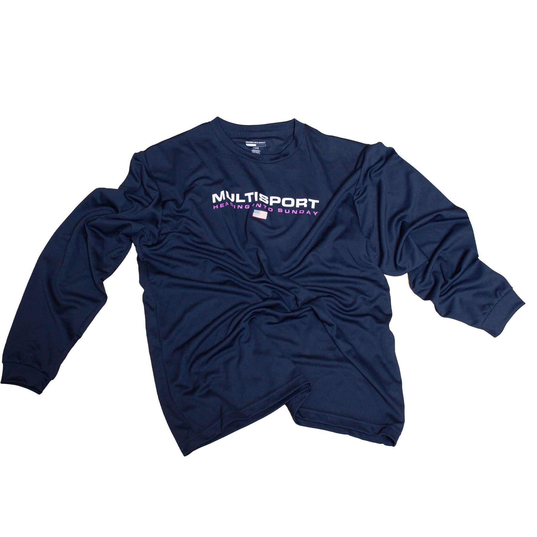 Heading Into Sunday - Multisport - Navy Performance Long Sleeve T-Shirt - Front