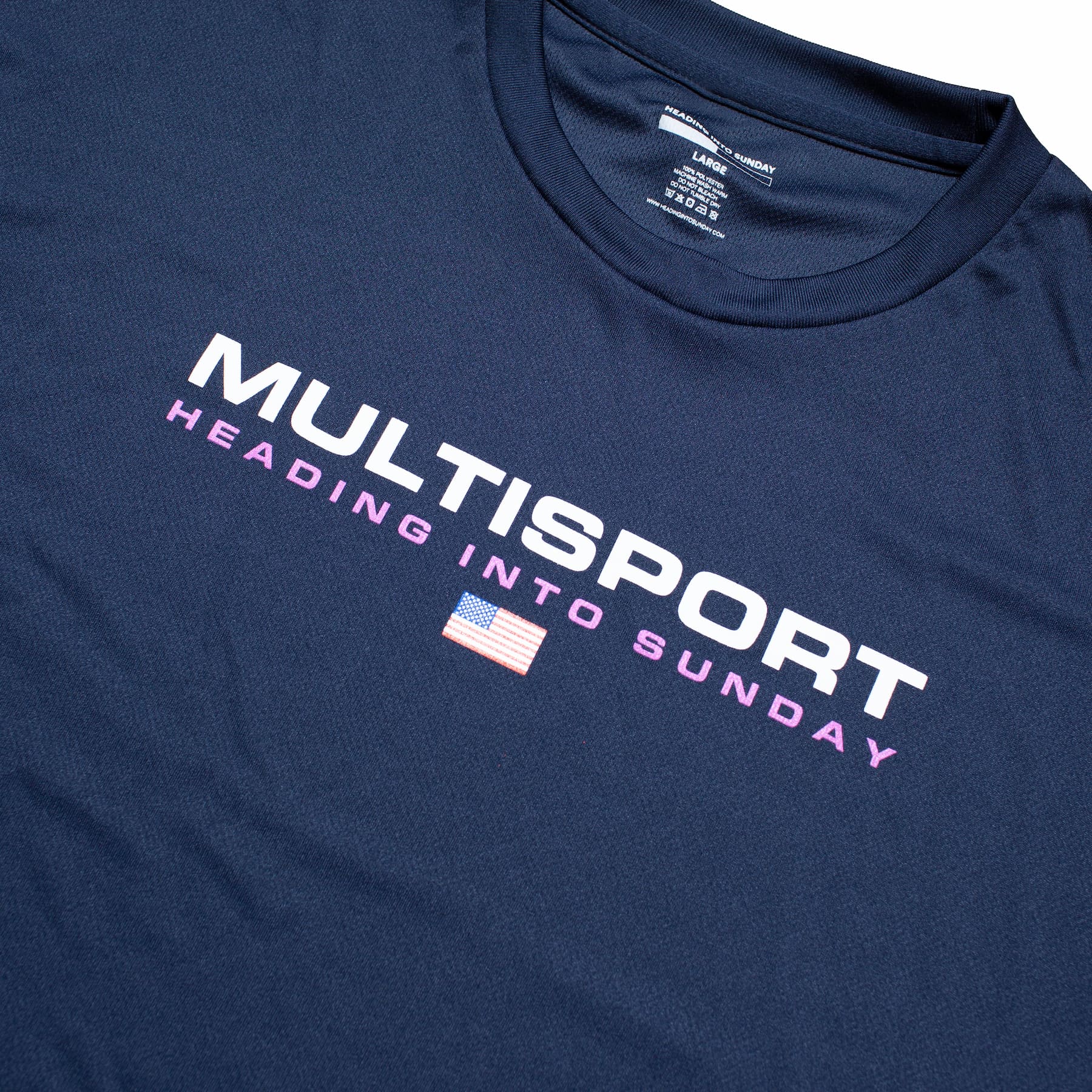 Heading Into Sunday - Multisport - Navy Performance Long Sleeve T-Shirt - Front Detail