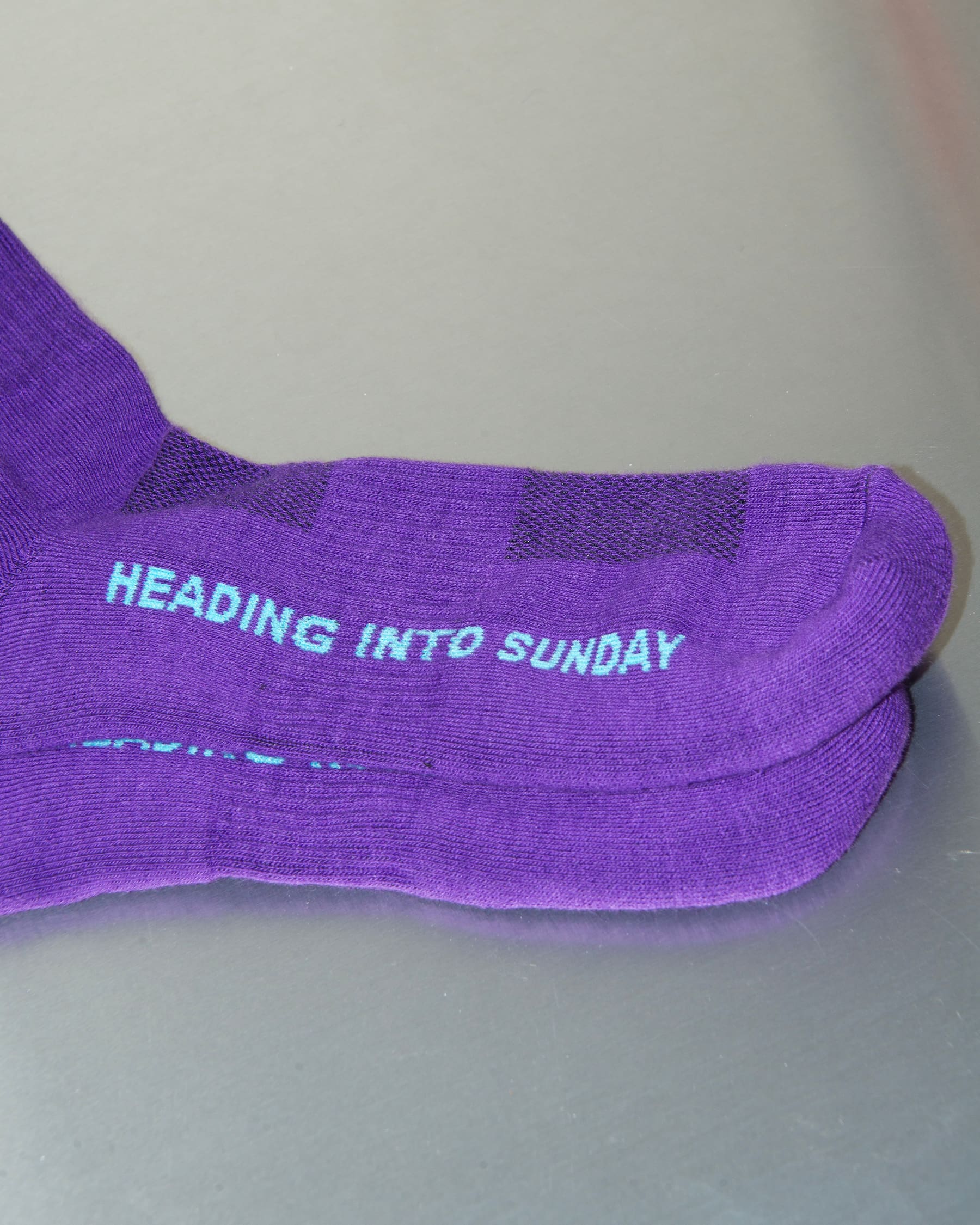 Heading Into Sunday - Multisport Purple Crew Socks - Detail