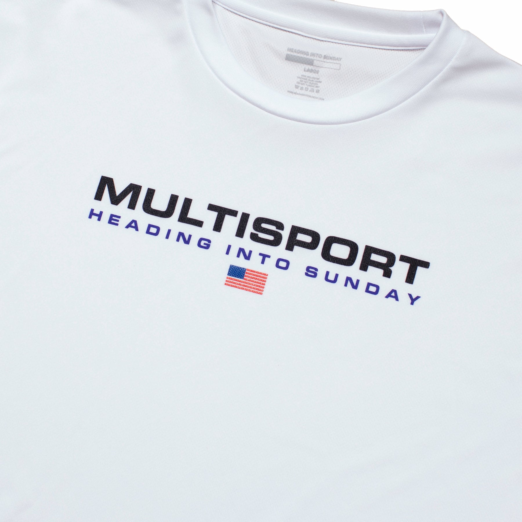 Heading Into Sunday - Multisport - V1x White Performance Long Sleeve T-Shirt - Front Detail